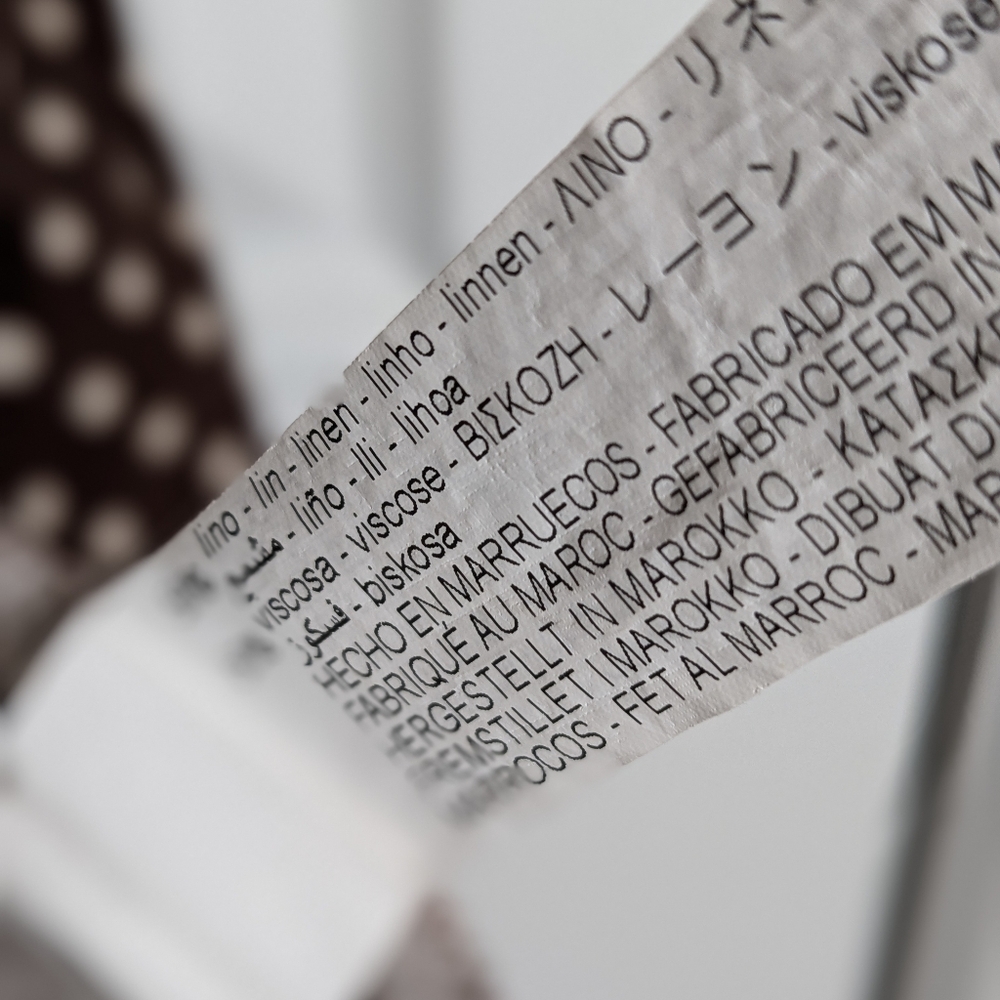 Zara Brown White Button Down Linen Blend Polka Dot Dress Size L Missing Belt - Picture 7 of 11